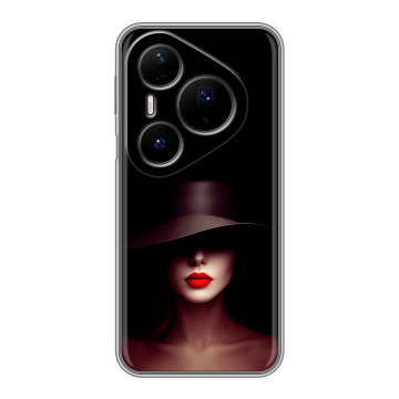 Силиконовый чехол на Huawei Pura 80 Pro, 80 Pro Plus с принтом Девушка в шляпе