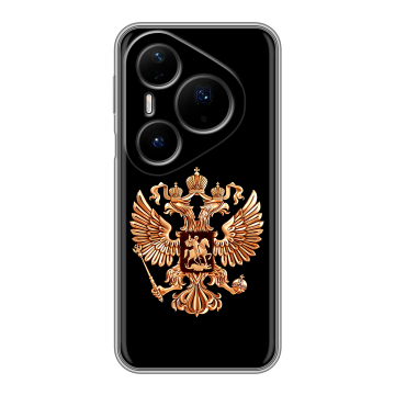 Силиконовый чехол на Huawei Pura 80 Pro, 80 Pro Plus с принтом Герб России золотой