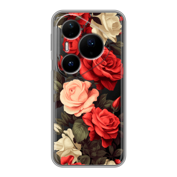 Силиконовый чехол на Huawei Pura 80 Pro, 80 Pro Plus с принтом Розы Силиконовый чехол на Huawei Pura 80 Pro, 80 Pro Plus с принтом Розы