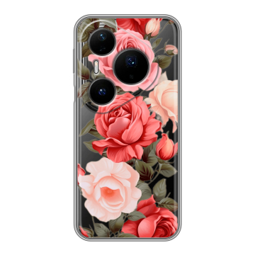 Силиконовый чехол на Huawei Pura 80 Pro, 80 Pro Plus с принтом Розы Силиконовый чехол на Huawei Pura 80 Pro, 80 Pro Plus с принтом Розы