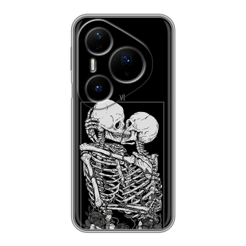 Силиконовый чехол на Huawei Pura 80 Pro, 80 Pro Plus с принтом Поцелуй скелетов Силиконовый чехол на Huawei Pura 80 Pro, 80 Pro Plus с принтом Поцелуй скелетов