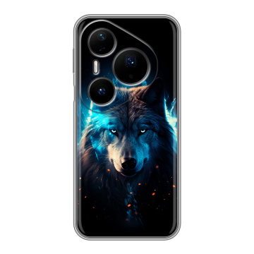 Силиконовый чехол на Huawei Pura 80 Pro, 80 Pro Plus с принтом Волк ночной Силиконовый чехол на Huawei Pura 80 Pro, 80 Pro Plus с принтом Волк ночной