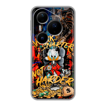 Силиконовый чехол на Huawei Pura 80 Pro, 80 Pro Plus с принтом Дональд Дак Деньги Силиконовый чехол на Huawei Pura 80 Pro, 80 Pro Plus с принтом Дональд Дак Деньги