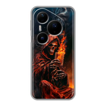 Силиконовый чехол на Huawei Pura 80 Pro, 80 Pro Plus с принтом Скелет и карты Силиконовый чехол на Huawei Pura 80 Pro, 80 Pro Plus с принтом Скелет и карты
