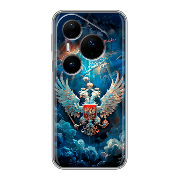Силиконовый чехол на Huawei Pura 80 Pro, 80 Pro Plus с принтом Герб флаг России Силиконовый чехол на Huawei Pura 80 Pro, 80 Pro Plus с принтом Герб флаг России