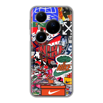 Силиконовый чехол на Huawei Pura 80 Pro, 80 Pro Plus с принтом Найк Nike яркий Силиконовый чехол на Huawei Pura 80 Pro, 80 Pro Plus с принтом Найк Nike яркий