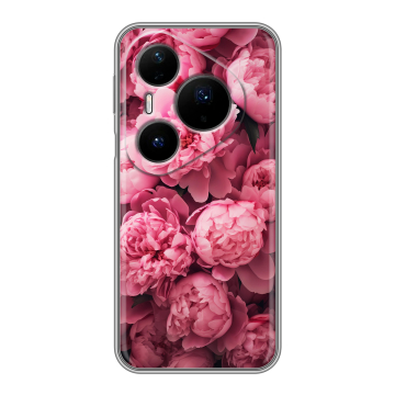 Силиконовый чехол на Huawei Pura 80 Pro, 80 Pro Plus с принтом цветы пионы Силиконовый чехол на Huawei Pura 80 Pro, 80 Pro Plus с принтом цветы пионы