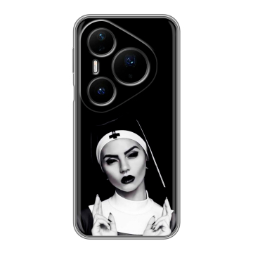 Силиконовый чехол на Huawei Pura 80 Pro, 80 Pro Plus с принтом монашка Силиконовый чехол на Huawei Pura 80 Pro, 80 Pro Plus с принтом монашка