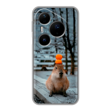 Силиконовый чехол на Huawei Pura 80 Pro, 80 Pro Plus с принтом капибара Силиконовый чехол на Huawei Pura 80 Pro, 80 Pro Plus с принтом капибара