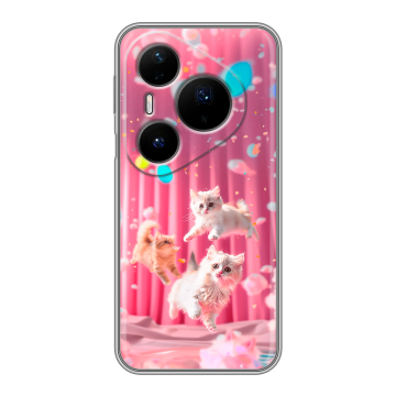 Силиконовый чехол на Huawei Pura 80 Pro, 80 Pro Plus с принтом милые котики Силиконовый чехол на Huawei Pura 80 Pro, 80 Pro Plus с принтом милые котики