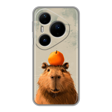 Силиконовый чехол на Huawei Pura 80 Pro, 80 Pro Plus с принтом капибара Силиконовый чехол на Huawei Pura 80 Pro, 80 Pro Plus с принтом капибара