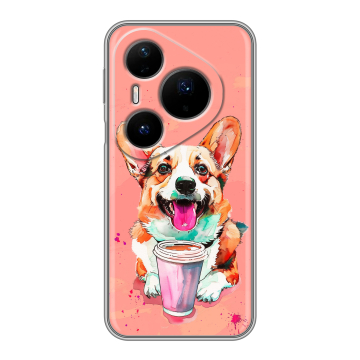 Силиконовый чехол на Huawei Pura 80 Pro, 80 Pro Plus с принтом собака корги Силиконовый чехол на Huawei Pura 80 Pro, 80 Pro Plus с принтом собака корги