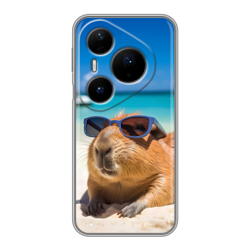 Силиконовый чехол на Huawei Pura 80 Pro, 80 Pro Plus с принтом Капибара Силиконовый чехол на Huawei Pura 80 Pro, 80 Pro Plus с принтом Капибара