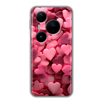 Силиконовый чехол на Huawei Pura 80 Pro, 80 Pro Plus с принтом розовые сердечки Силиконовый чехол на Huawei Pura 80 Pro, 80 Pro Plus с принтом розовые сердечки