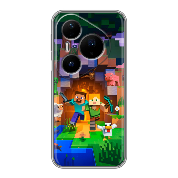 Силиконовый чехол на Huawei Pura 80 Pro, 80 Pro Plus с принтом Майнкрафт Minecraft Силиконовый чехол на Huawei Pura 80 Pro, 80 Pro Plus с принтом Майнкрафт Minecraft