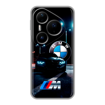 Силиконовый чехол на Huawei Pura 80 Pro, 80 Pro Plus с принтом БМВ BMW Силиконовый чехол на Huawei Pura 80 Pro, 80 Pro Plus с принтом БМВ BMW