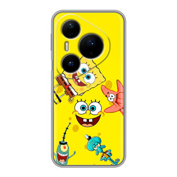 Силиконовый чехол на Huawei Pura 80 Pro, 80 Pro Plus с принтом Спанч боб Спанчбоб Силиконовый чехол на Huawei Pura 80 Pro, 80 Pro Plus с принтом Спанч боб Спанчбоб