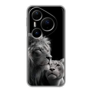 Силиконовый чехол на Huawei Pura 80 Pro, 80 Pro Plus с принтом Лев кошки Силиконовый чехол на Huawei Pura 80 Pro, 80 Pro Plus с принтом Лев кошки