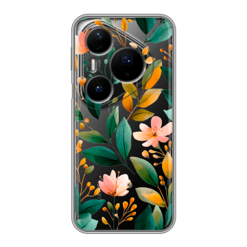 Силиконовый чехол на Huawei Pura 80 Pro, 80 Pro Plus с принтом Цветы паттерн Силиконовый чехол на Huawei Pura 80 Pro, 80 Pro Plus с принтом Цветы паттерн
