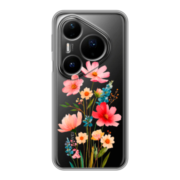 Силиконовый чехол на Huawei Pura 80 Pro, 80 Pro Plus с принтом Цветы Силиконовый чехол на Huawei Pura 80 Pro, 80 Pro Plus с принтом Цветы