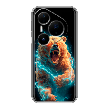 Силиконовый чехол на Huawei Pura 80 Pro, 80 Pro Plus с принтом Медведь