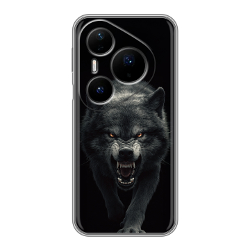 Силиконовый чехол на Huawei Pura 80 Pro, 80 Pro Plus с принтом Волк