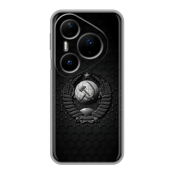 Силиконовый чехол на Huawei Pura 80 Pro, 80 Pro Plus с принтом Герб Флаг СССР