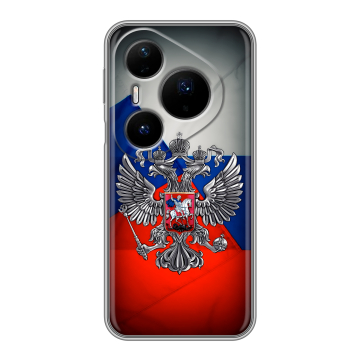 Силиконовый чехол на Huawei Pura 80 Pro, 80 Pro Plus с принтом Флаг России