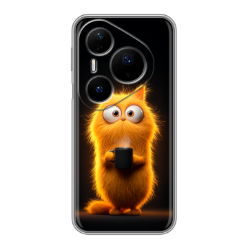 Силиконовый чехол на Huawei Pura 80 Pro, 80 Pro Plus с принтом Смешной кот Силиконовый чехол на Huawei Pura 80 Pro, 80 Pro Plus с принтом Смешной кот