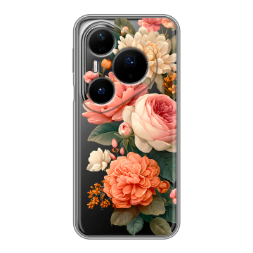 Силиконовый чехол на Huawei Pura 80 Pro, 80 Pro Plus с принтом цветы