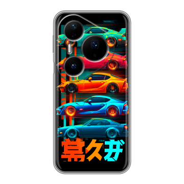 Силиконовый чехол на Huawei Pura 80 Pro, 80 Pro Plus с принтом машины тачки