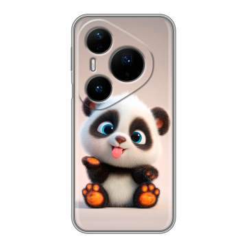 Силиконовый чехол на Huawei Pura 80 Pro, 80 Pro Plus с принтом милая панда Силиконовый чехол на Huawei Pura 80 Pro, 80 Pro Plus с принтом милая панда