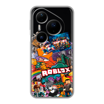 Силиконовый чехол на Huawei Pura 80 Pro, 80 Pro Plus с принтом Roblox Роблокс