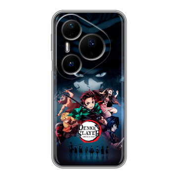 Силиконовый чехол на Huawei Pura 80 Pro, 80 Pro Plus с принтом Demon Slayer Клинок рассекающий демонов