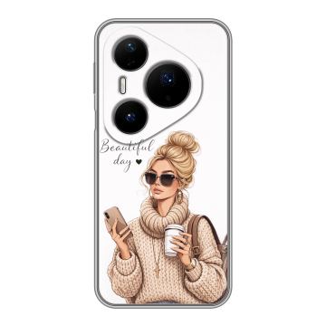 Силиконовый чехол на Huawei Pura 80 Pro, 80 Pro Plus с принтом женский