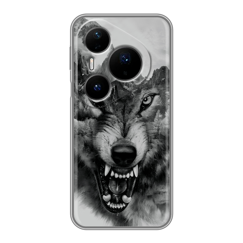 Силиконовый чехол на Huawei Pura 80 Pro, 80 Pro Plus с принтом Волк Силиконовый чехол на Huawei Pura 80 Pro, 80 Pro Plus с принтом Волк