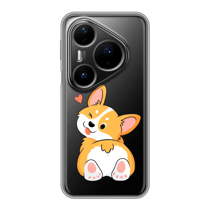 Силиконовый чехол на Huawei Pura 80 Pro, 80 Pro Plus с принтом Корги Силиконовый чехол на Huawei Pura 80 Pro, 80 Pro Plus с принтом Корги