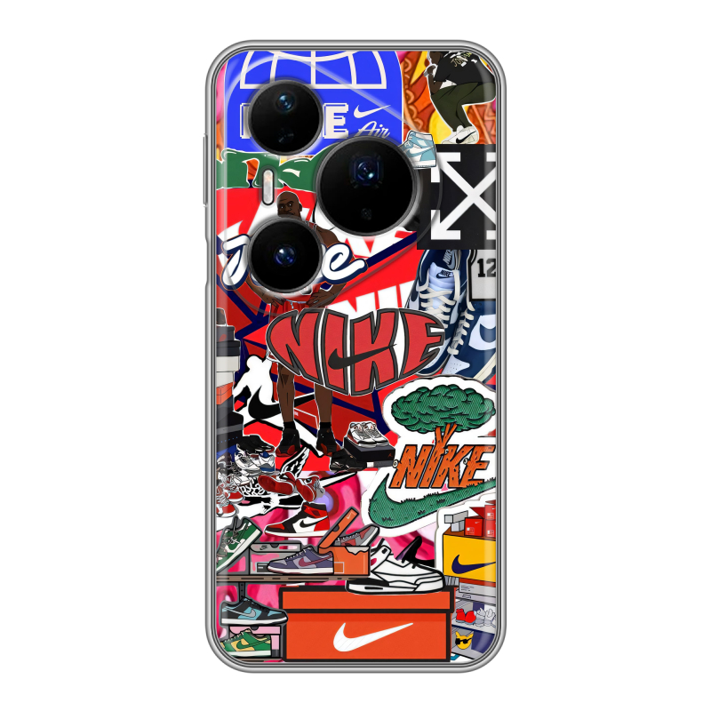 Силиконовый чехол на Huawei Pura 80 Pro, 80 Pro Plus с принтом Найк Nike яркий Силиконовый чехол на Huawei Pura 80 Pro, 80 Pro Plus с принтом Найк Nike яркий