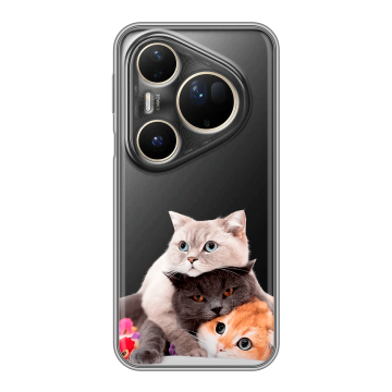 Силиконовый чехол на Huawei Pura 80 Ultra с принтом Кошки