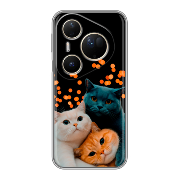 Силиконовый чехол на Huawei Pura 80 Ultra с принтом Кошки