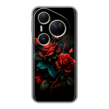 Силиконовый чехол на Huawei Pura 80 Ultra с принтом Розы красные