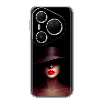 Силиконовый чехол на Huawei Pura 80 Ultra с принтом Девушка в шляпе