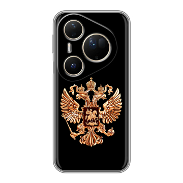 Силиконовый чехол на Huawei Pura 80 Ultra с принтом Герб России золотой
