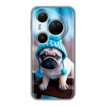Силиконовый чехол на Huawei Pura 80 Ultra с принтом Мопс в шапке