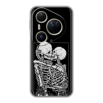 Силиконовый чехол на Huawei Pura 80 Ultra с принтом Поцелуй скелетов