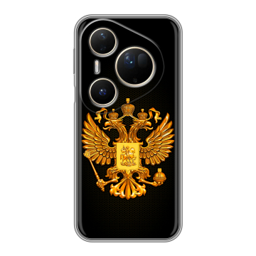 Силиконовый чехол на Huawei Pura 80 Ultra с принтом Герб России желтый