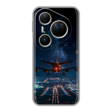 Силиконовый чехол на Huawei Pura 80 Ultra с принтом самолет