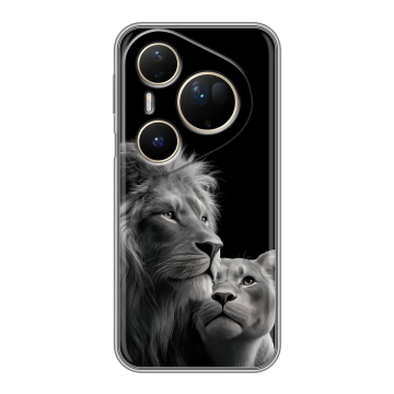 Силиконовый чехол на Huawei Pura 80 Ultra с принтом Лев кошки