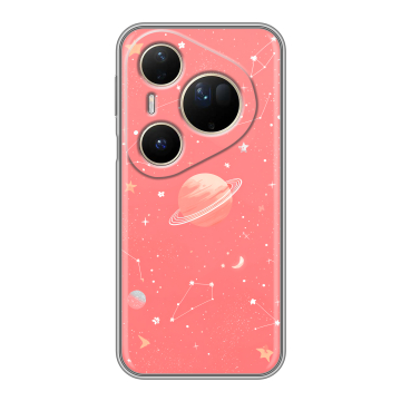 Силиконовый чехол на Huawei Pura 80 Ultra с принтом Розовый космос