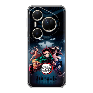 Силиконовый чехол на Huawei Pura 80 Ultra с принтом Demon Slayer Клинок рассекающий демонов